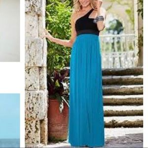 VENUS BLACK & BLUE One Shoulder Maxi Dress NWOT